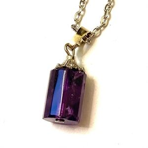 Goth Fairycore whimsygoth emo Amethyst Purple Chain Necklace Pendant Gem Jewelry
